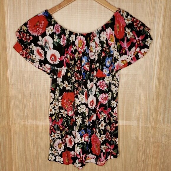 Zara Women's Off The Shoulder Floral Blouse XS - Picture 2 of 5